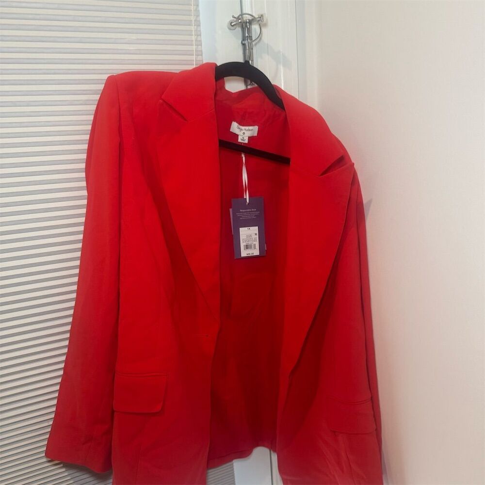 Sergio Hudson X Target Women's Plus Red Blazer 1X Notched Lapel